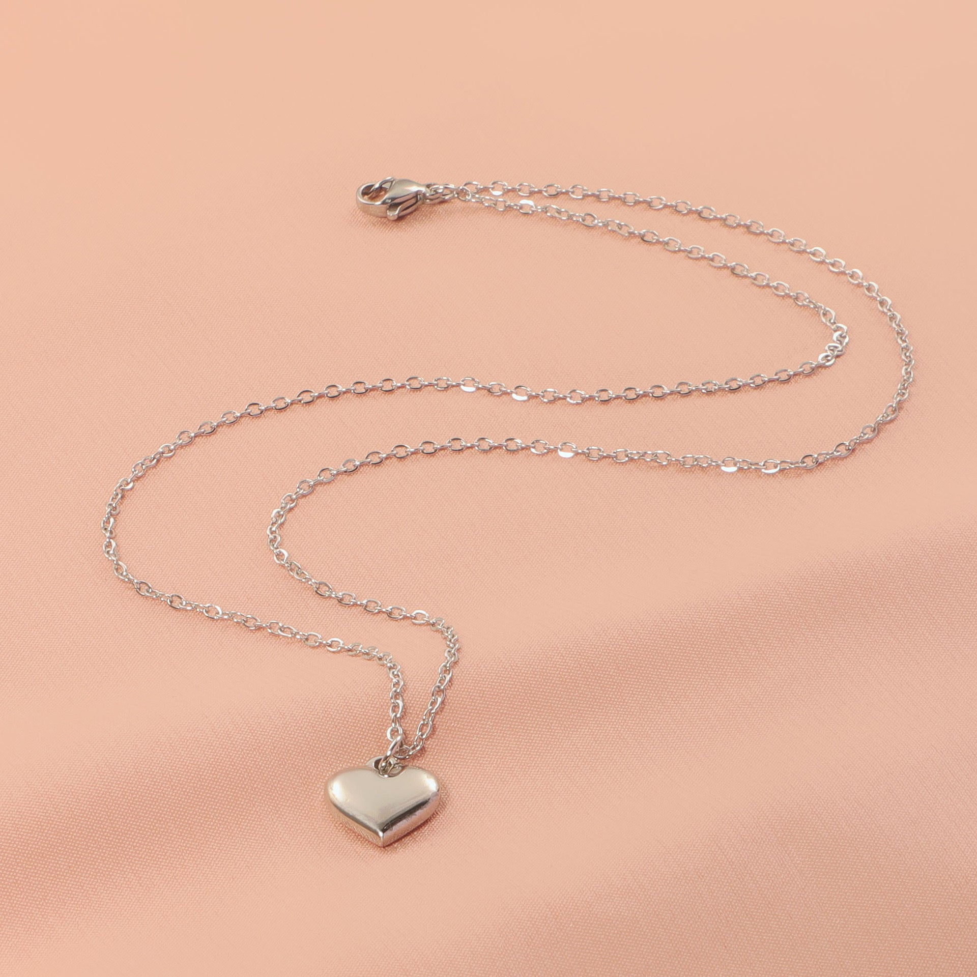 Cadena corazón, plateado. Acero Inoxidable