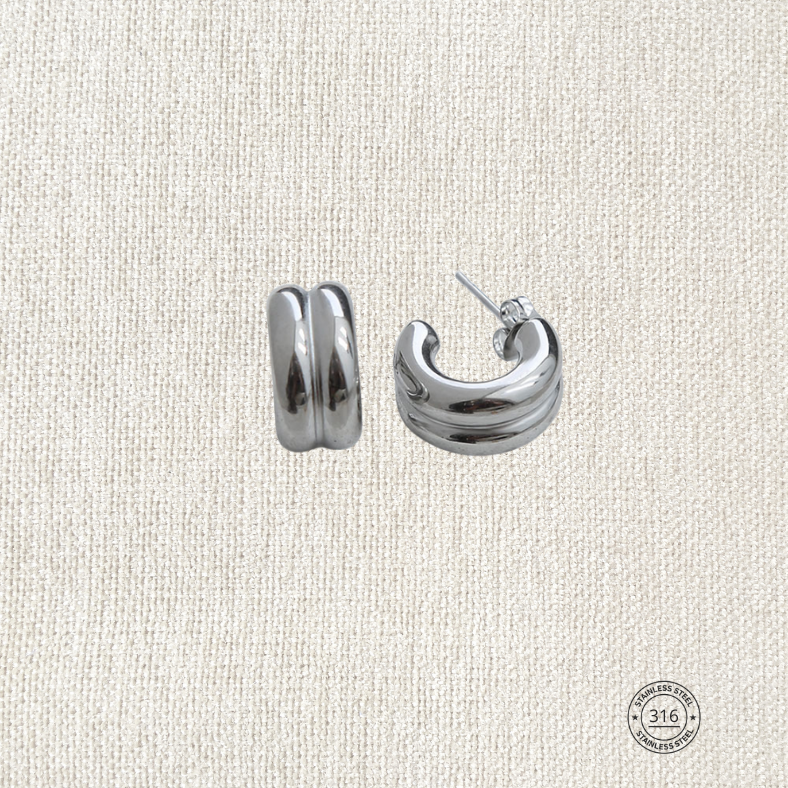 Arracada mini, plateado, acero inoxidable.