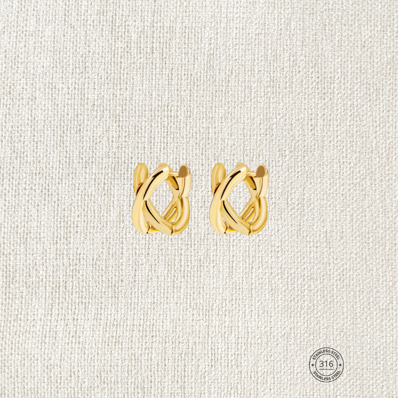 Arete x, pequeño, dorado, acero inoxidable.