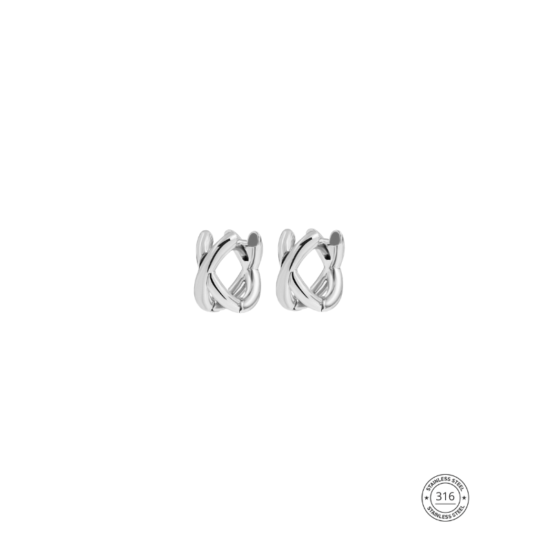 Arete x, pequeño, plateado, acero inoxidable.