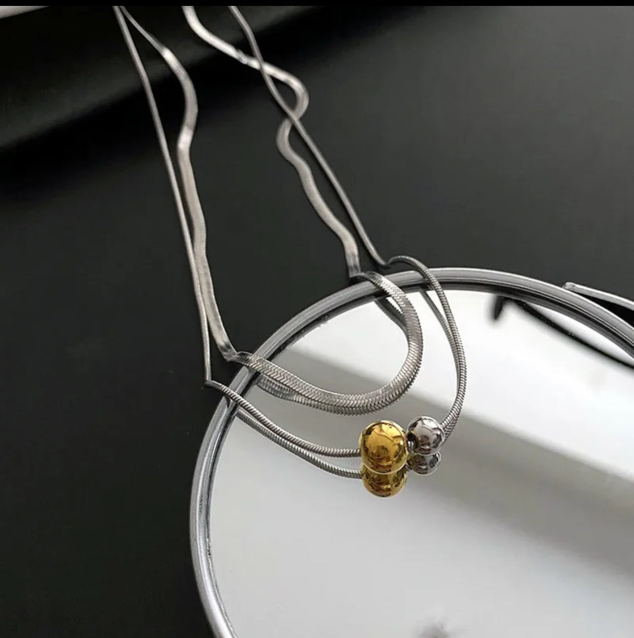 Cadena bolitas plateado. Acero Inoxidable