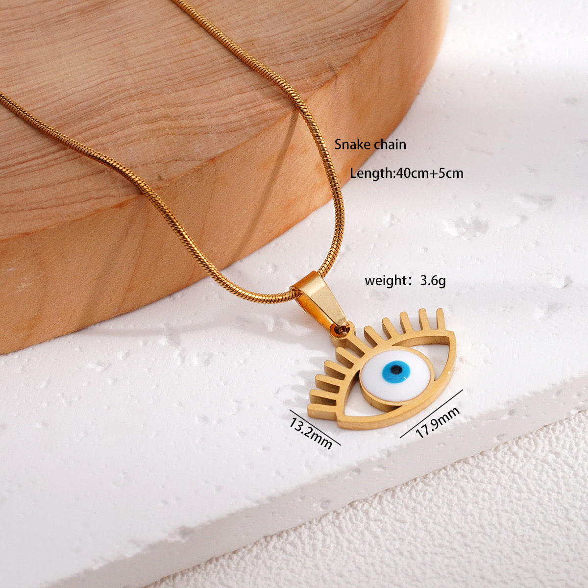 Collar de ojo, dorado. Acero inoxidable