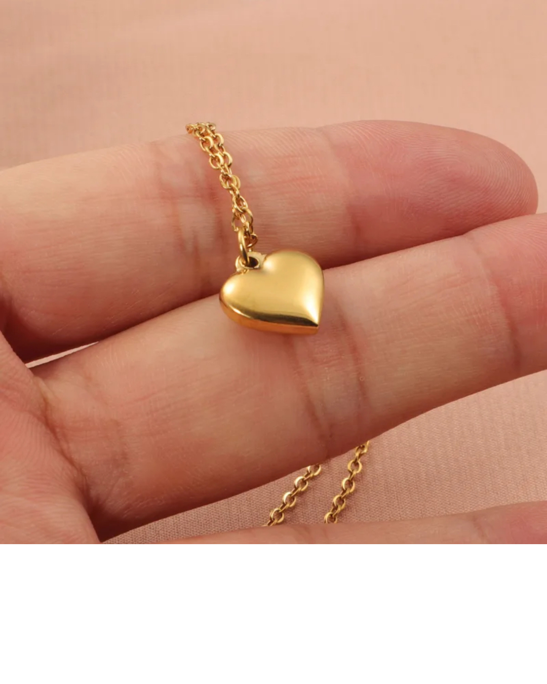 Cadena corazón, dorado. Acero Inoxidable